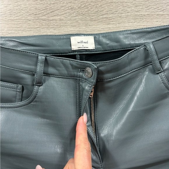 Aritzia Wilfred Melina Marbled Grey Faux Leather Crop Pants - Picture 6 of 15